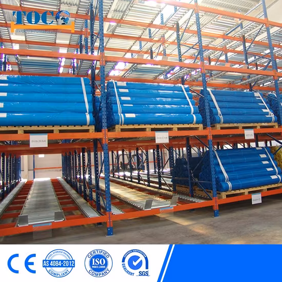 Empilhamento para serviço pesado ao ar livre Armazém automático galvanizado Mezanino Cantilever Prateleira em forma de lágrima Metal Aço Pallet Shuttle Rack